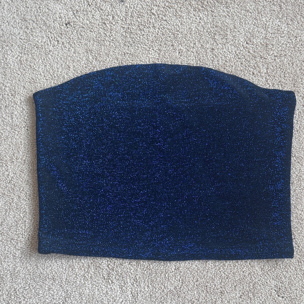 Sparkle Navy Blue Strapless Tube Top